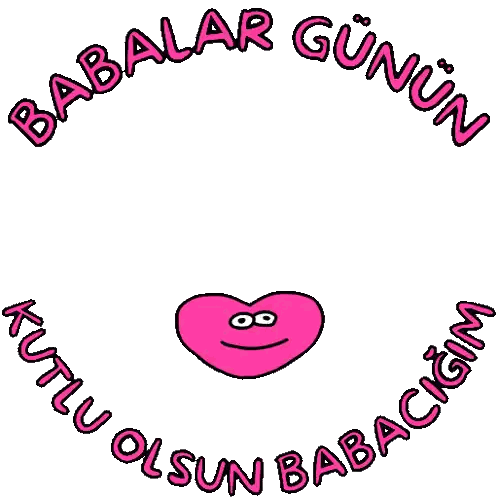 Pink Heart Smiley With Babalar Gunun Sticker