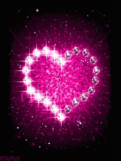Pink Heart Surrounded By Diamonds GIF