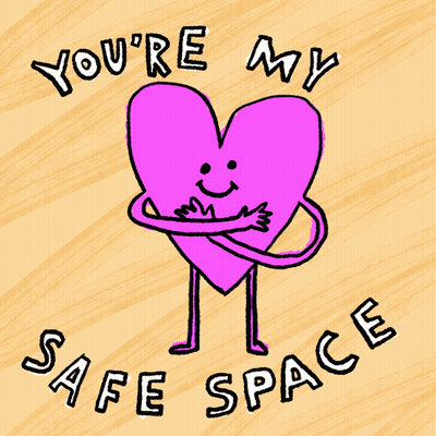 Pink Heart With Arms And Legs You Are My Safe Space GIF