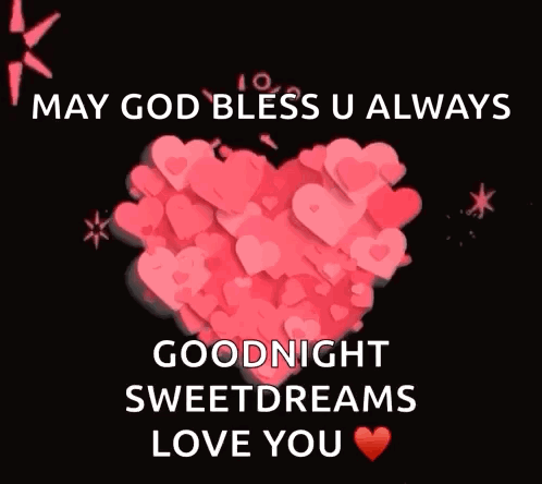 Pink Heart With Blessings And Goodnight GIF