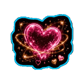 Pink Heart With Blue Border Surrounded By Smaller Hearts Sticker