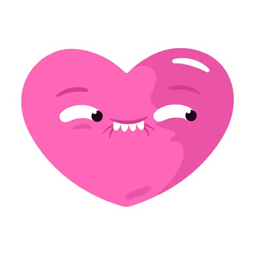 Pink Heart With Face And Teeth Sticker