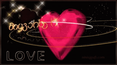 Pink Heart With Gold Love GIF