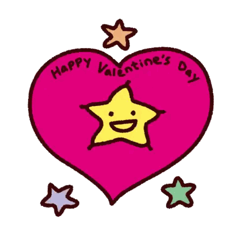 Pink Heart With Happy Valentine's Day Sticker