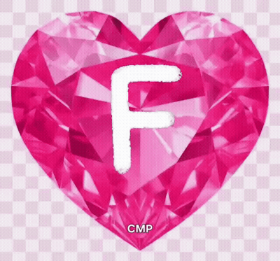 Pink Heart With Letter F Inside GIF