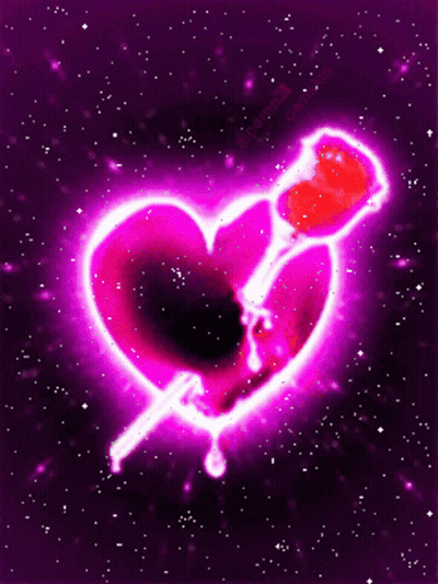 Pink Heart With Red Rose GIF