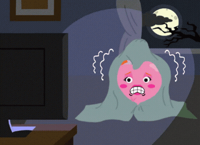 Pink Heart With Scared Face GIF