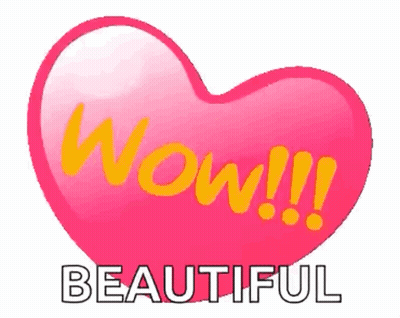 Pink Heart With Wow And Beautiful GIF