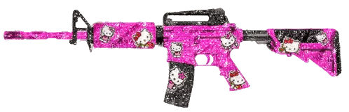 Pink Hello Kitty Assault Rifle With Glitter Sticker