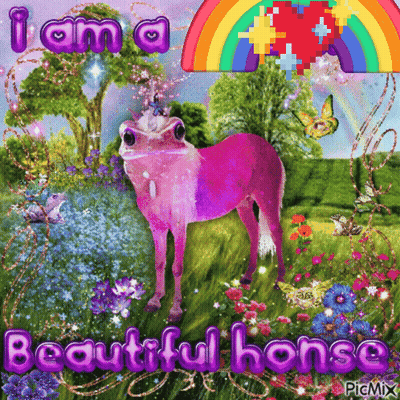 Pink Horse Saying I Am A Beautiful Horse GIF
