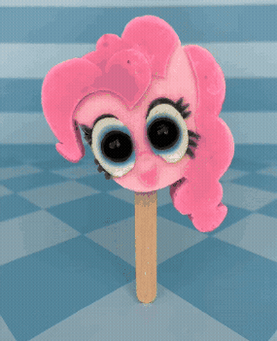 Pink Ice Cream Cone With Cartoon Character GIF