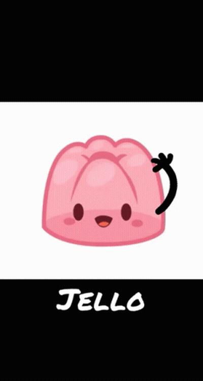 Pink Jelly With Black Tail And Jello Text GIF