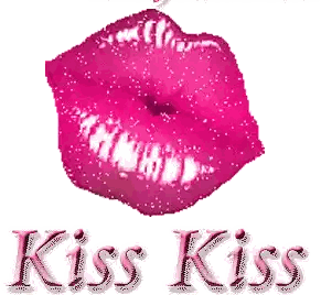 Pink Kiss With Kiss Kiss Text Sticker