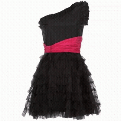 Pink Lace Dress With Black Bow GIF
