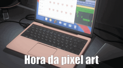 Pink Laptop With Hora Da Pixel Art GIF