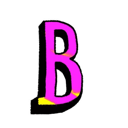 Pink Letter B With Yellow Stripe Sticker
