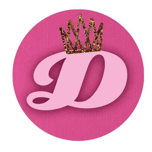 Pink Letter D With Crown Sticker