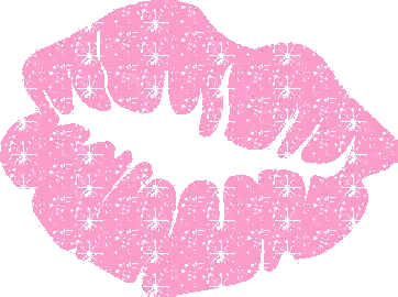 Pink Lips Silhouette With Glitter Sticker