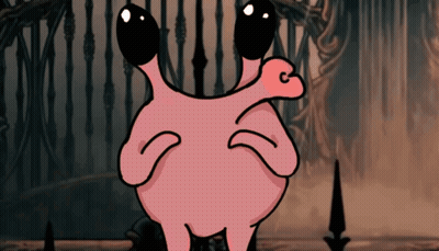 Pink Monster With Black Eyes And C On Cheek GIF