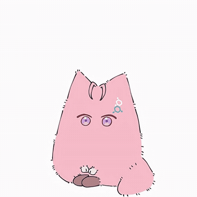 Pink Monster With Purple Eyes And Symbol On Face GIF