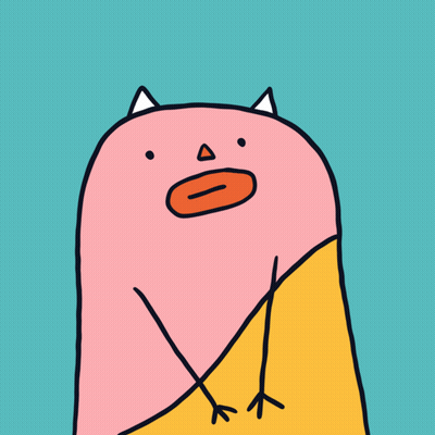 Pink Monster With Yellow Blanket GIF