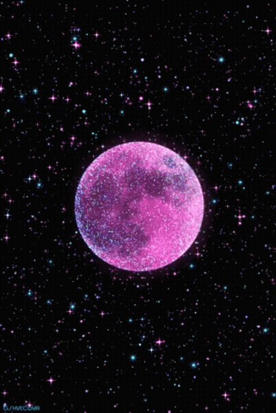 Pink Moon Surrounded By Stars GIF