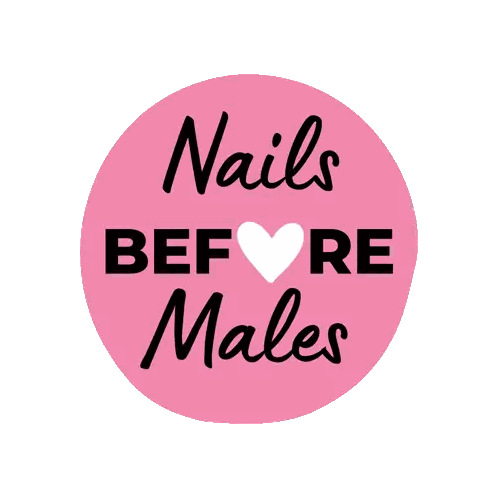 Pink Nails Before Males Circle Sticker