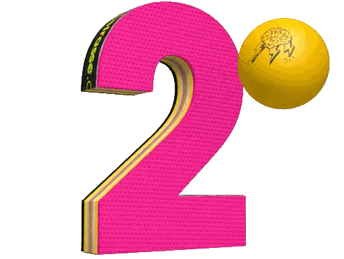 Pink Number 2 With Yellow Ball Sticker
