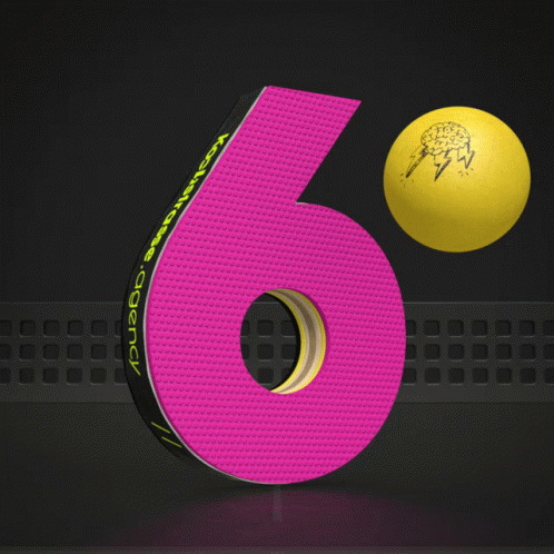 Pink Number 6 With Yellow Tennis Ball GIF