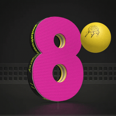 Pink Number 8 With Yellow Ball On Top GIF