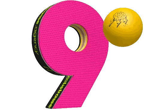 Pink Number 9 With Yellow Ball Sticker