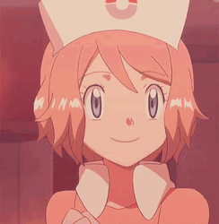 Pink Nurse Serena Blushing GIF