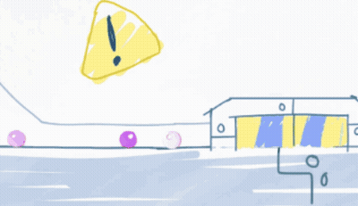 Pink Object With Yellow Exclamation Point GIF