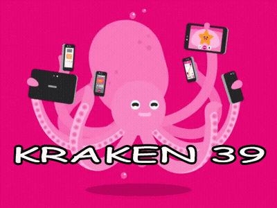 Pink Octopus Surrounded By Phones And Tablets Saying Kraken 39 GIF