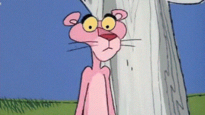 Pink Panther Beside White Pole GIF