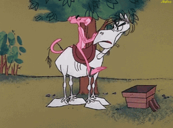  Pink Panther Riding Dunky GIF
