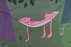 Pink Panther Sleeping On Swing GIF