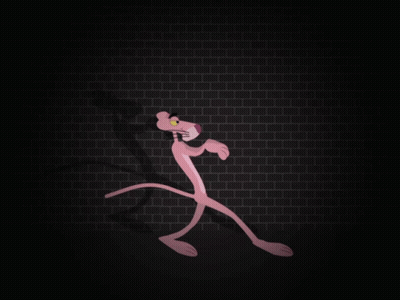 Pink Panther Standing In Front Of Brick Wall GIF