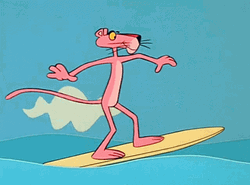 Pink Panther Surfing Cartoon GIF