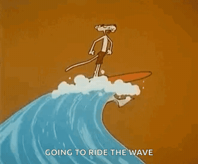 Pink Panther Surfing Wave GIF