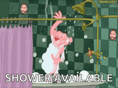 Pink Panther Taking Shower With Water Available GIF