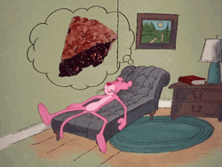 Pink Panther Thinking Slice Cake GIF