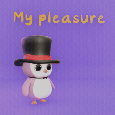 Pink Penguin Holding Black Top Hat Saying My Pleasure GIF