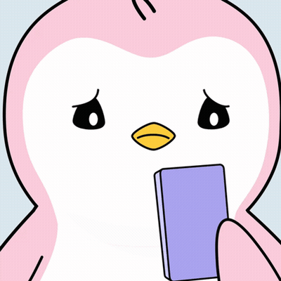 Pink Penguin Holding Purple Phone GIF