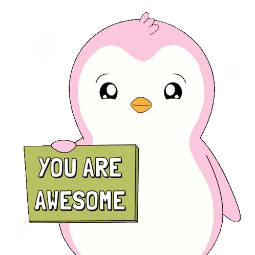 Pink Penguin Holding You Are Awesome Sticker