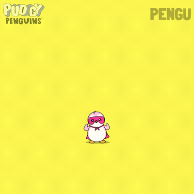 Pink Penguin In Superhero Costume Saying Girl Power GIF