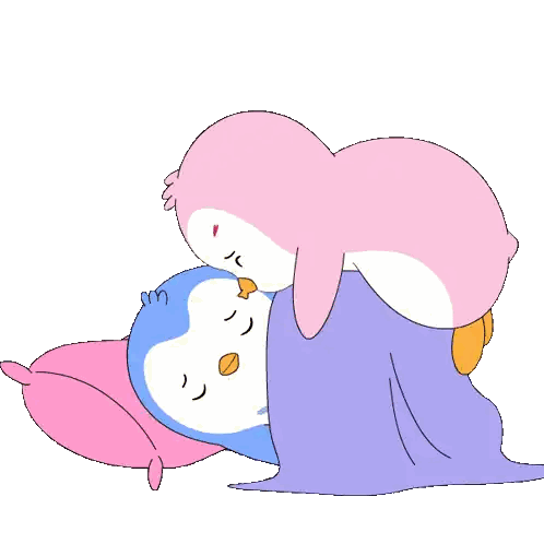 Pink Penguin Kissing Blue Penguin Sticker