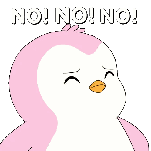Pink Penguin Saying No No No Sticker