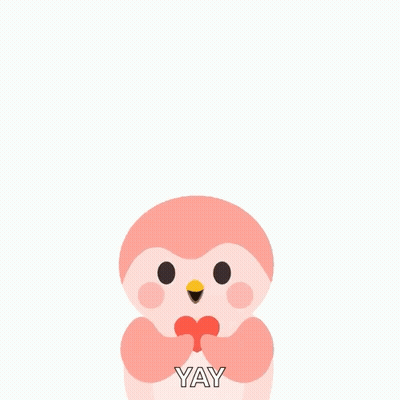 Pink Penguin Surrounded By Hearts Yay GIF