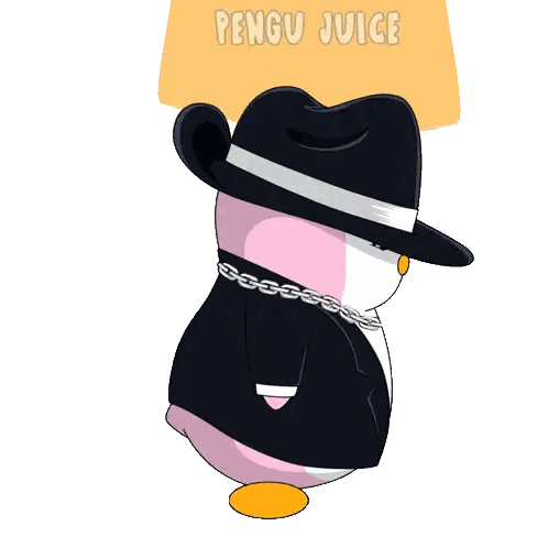 Pink Penguin Wearing Black Hat And Chain Sticker